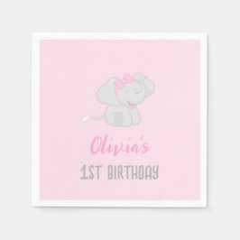 Servilleta De Papel Elefante Cute Primer Chica de cumpleaños