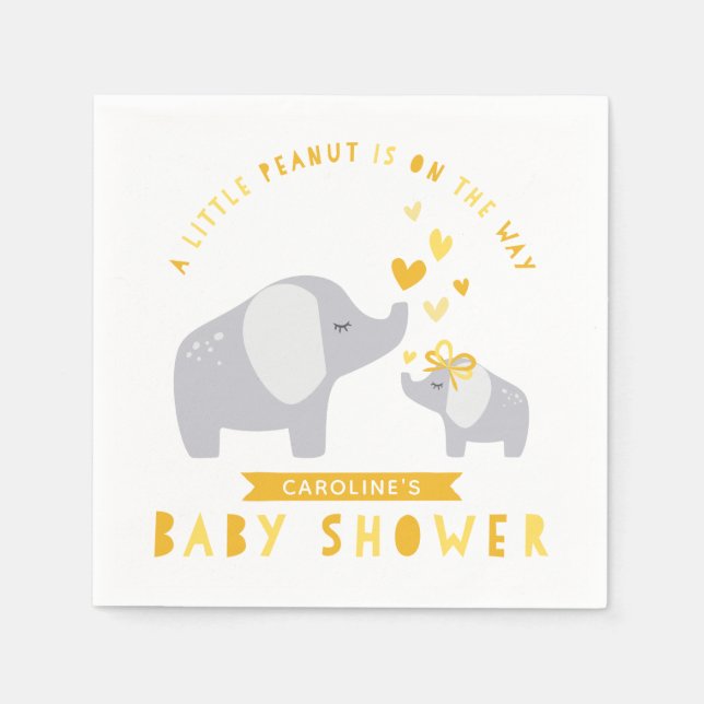 Servilleta De Papel Elefante de cacahuate pequeño | BABY SHOWER | Amar (Anverso)