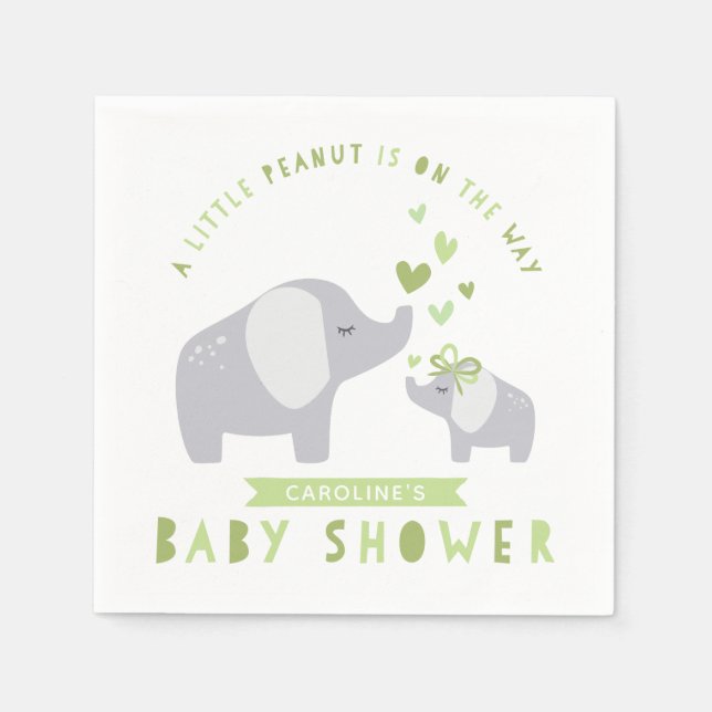 Servilleta De Papel Elefante de cacahuate pequeño | BABY SHOWER | Verd (Anverso)