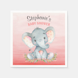 Servilleta De Papel Elefante de color agua Baby Shower Chica