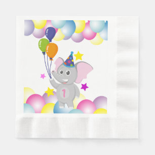 Servilleta De Papel elefante de cumpleaños lindo con globos