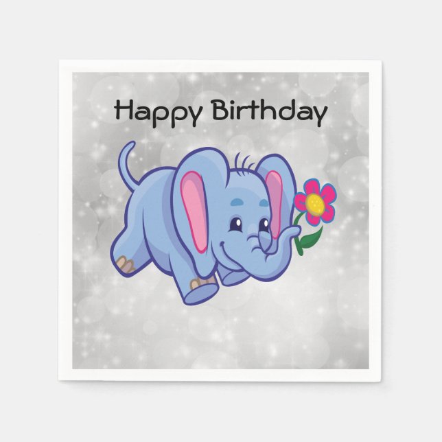 Servilleta De Papel Elefante de dibujos animados lindo (Anverso)