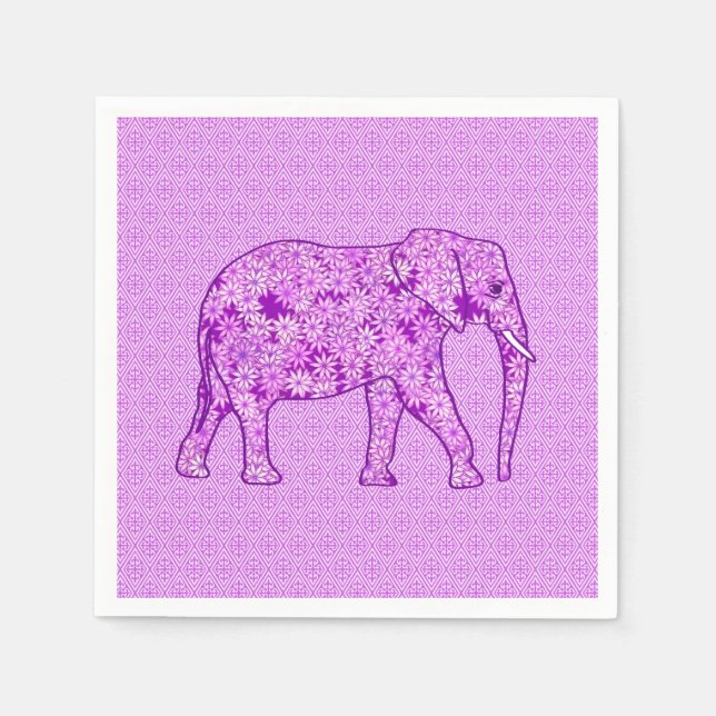 Servilleta De Papel elefante de flores - ametismo morado (Anverso)