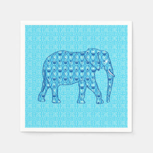 Servilleta De Papel Elefante de flores de Lotus - turquesa