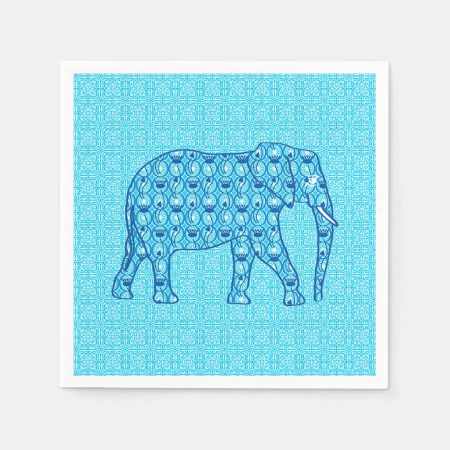 Servilleta De Papel Elefante de flores de Lotus - turquesa (Anverso)