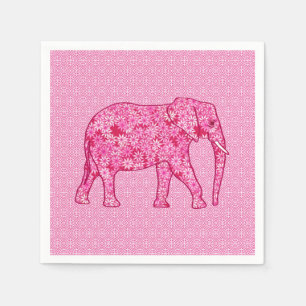 Servilleta De Papel Elefante de las flores - rosa fucsia