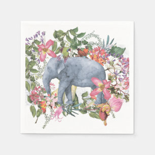 Servilleta De Papel Elefante en la selva floral