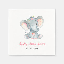 Servilleta De Papel Elefante (Floral) Baby Shower Napkin