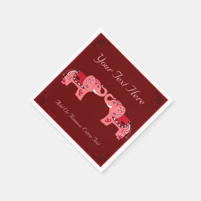 Servilleta De Papel Elefante Henna (Rojo/Rosa) (Borde)
