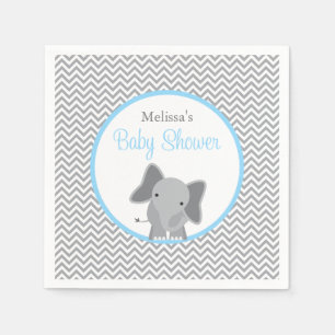 Servilleta De Papel Elefante lindo Chevron Baby Shower azul claro