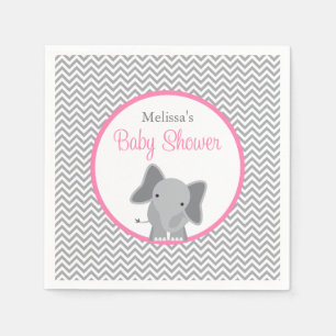 Servilleta De Papel Elefante lindo Chevron Baby Shower rosado