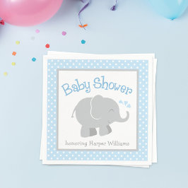 Servilleta De Papel Elefante moderno azul y gris Baby Shower