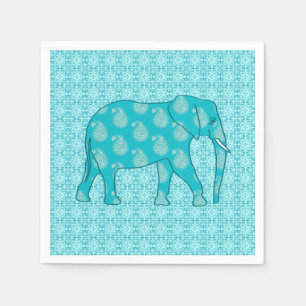 Servilleta De Papel Elefante paisley - turquesa y aqua