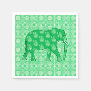 Servilleta De Papel elefante paisley - verde jade y blanco