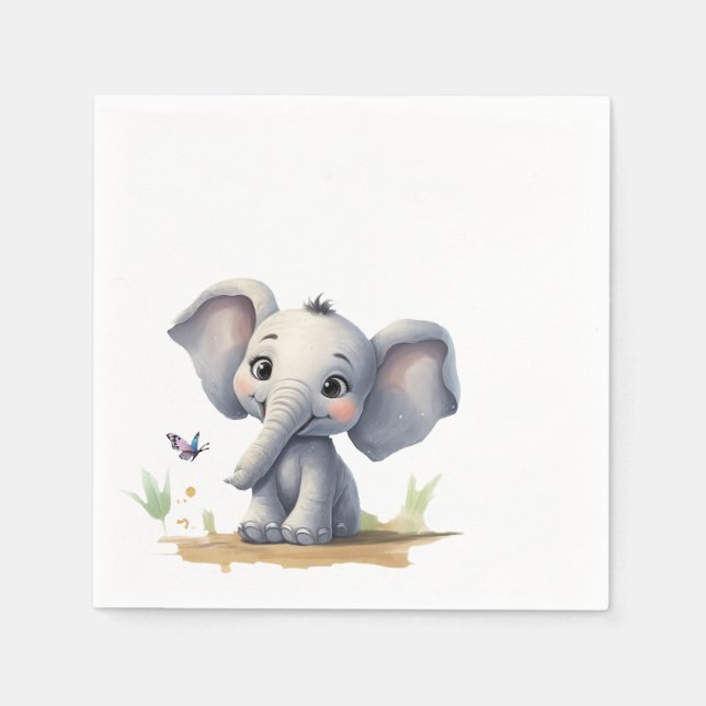 Servilleta De Papel Elefante para el fiesta de temática animal (Anverso)