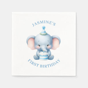 Servilleta De Papel Elefante Pastel Azul Niños Papel de cumpleaños Nap