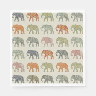 Servilleta De Papel Elefante Patrón de Animal Colorido Contemporáneo