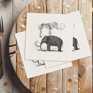 Servilleta De Papel Elefante prehistórico y esqueleto del mamut lanos