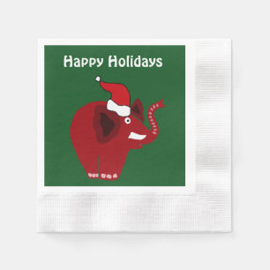 Servilleta De Papel Elefante rojo divertido del navidad
