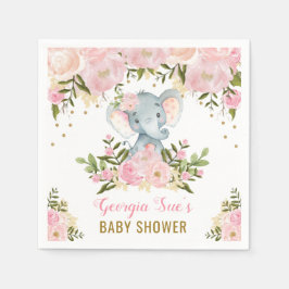 Servilleta De Papel Elefante rosa bonito / Floral acuática femenina