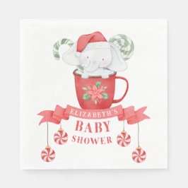 Servilleta De Papel Elefantes Blancos Navidades | BABY SHOWER