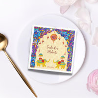 elefantes bodas indios patrón azul personalizado