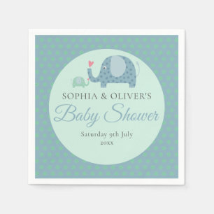 Servilleta De Papel Elefantes de lunares adorables para baby shower de