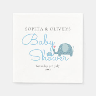 Servilleta De Papel Elefantes de lunares azules para baby shower de pa
