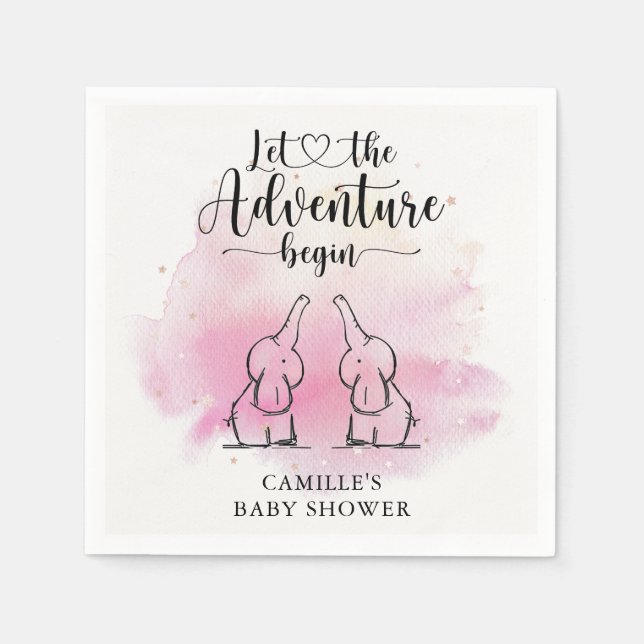 Servilleta De Papel Elefantes gemelos Baby Shower Napkins (Anverso)