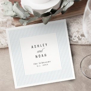 Servilleta De Papel Elegancia a rayas azul polvoriento Clásico Boda