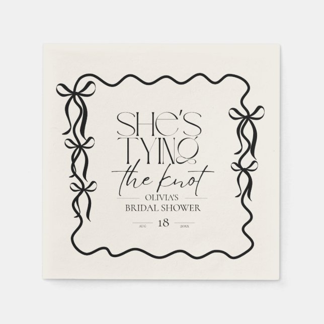 Servilleta De Papel Elegancia Black Bow Bridal Shower (Anverso)