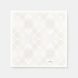 Servilleta De Papel Elegancia blanca dorada Diamante Geo Deco Boda