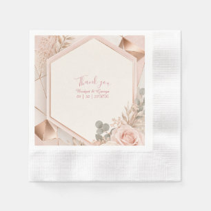 Servilleta De Papel Elegancia de boda geométrica hexagonal rosa rubor