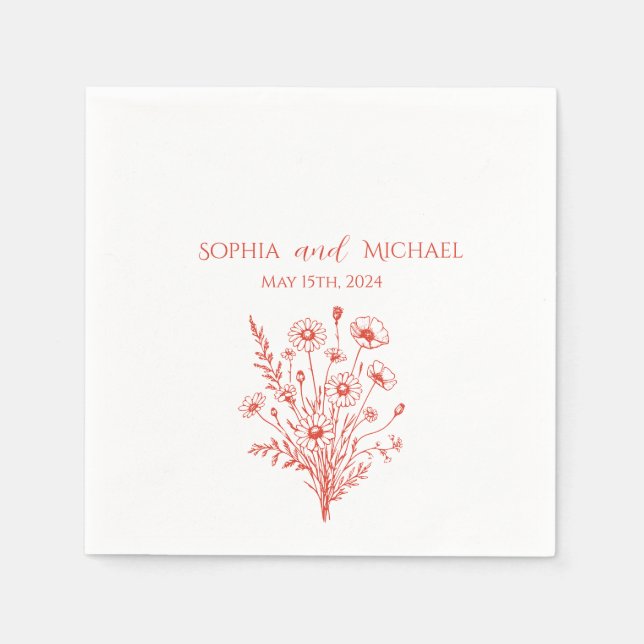 Servilleta De Papel Elegancia de flores silvestres-Boda-servilletas (Anverso)