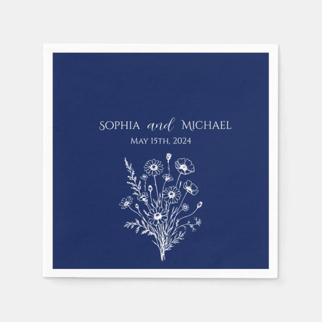 Servilleta De Papel Elegancia de flores silvestres-Boda-servilletas (Anverso)