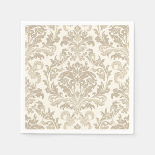 Servilleta De Papel Elegancia de Marfil Barroco Damasco Clásico Antigu