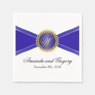 Servilleta De Papel Elegancia de Monograma Azul Real