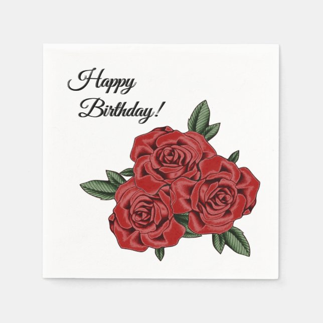 Servilleta De Papel Elegancia de Rosa Roja (Anverso)