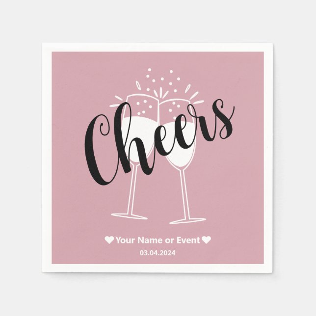 Servilleta De Papel Elegancia Discreta - Servilletas Cheers Rosa Místi (Anverso)