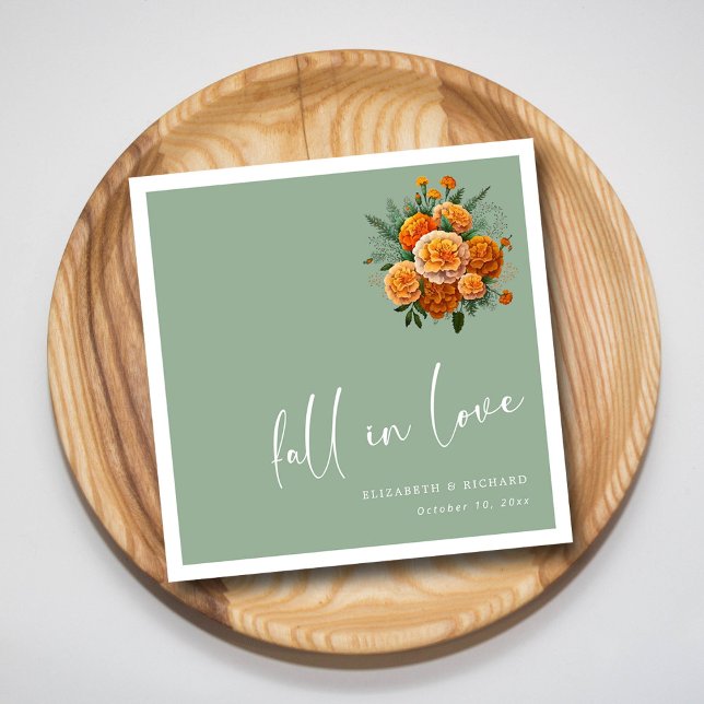 Servilleta De Papel Elegancia dorada: Boda de sabios modernos (Golden Marigold Elegance Modern Sage Wedding Napkins)