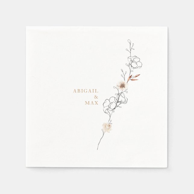 Servilleta De Papel Elegancia en Boda blanco delgado de simplicidad (Anverso)