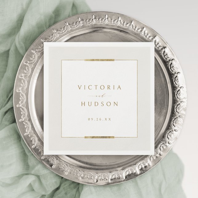 Servilleta De Papel Elegancia enmarcada Boda sencillo y moderno (Framed Elegance Simple Modern Classy Wedding Napkins)