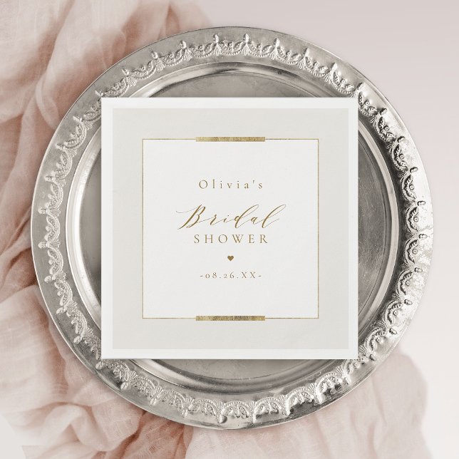 Servilleta De Papel Elegancia enmarcada Sencilla Ducha Bridal Clásica  (Framed Elegance Simple Modern Classy Bridal Shower Napkins)