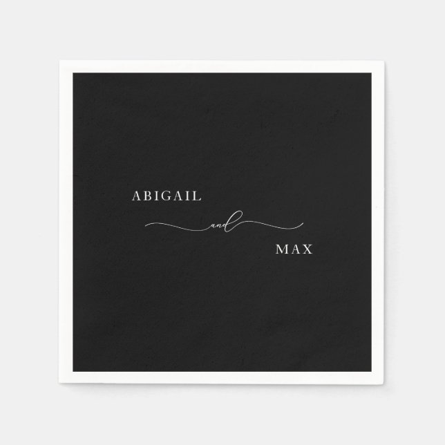 Servilleta De Papel Elegancia eterna Cóctel de boda personalizado negr (Anverso)