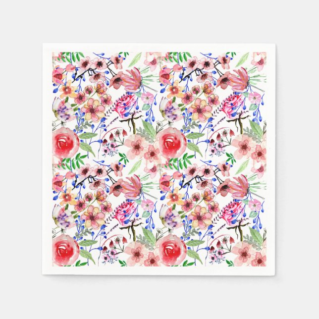 Servilleta De Papel Elegancia floral acuarela (Anverso)