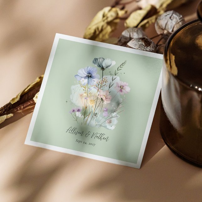 Servilleta De Papel ¡Elegancia inspirada en la naturaleza! Boda de sab (Personalized Nature-Inspired Elegance! Light Sage Wedding Napkins)