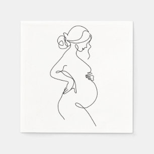 Servilleta De Papel Elegancia Maternal: Arte de Línea de Mujeres Embar