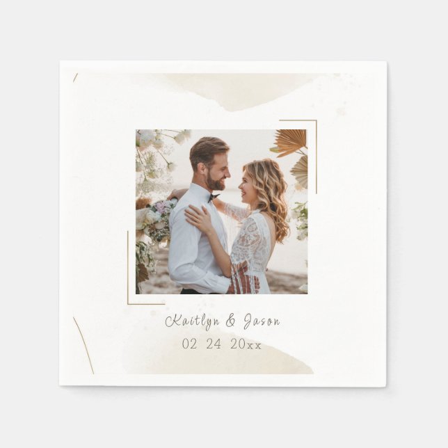 Servilleta De Papel Elegancia mínima personalizada de boda foto (Anverso)