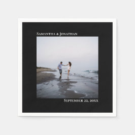 Servilleta De Papel Elegancia minimalista Boda negro moderno foto