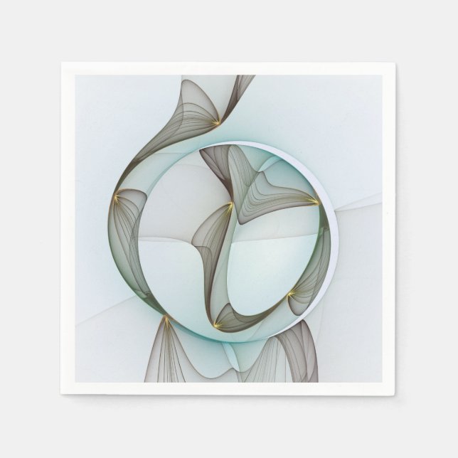 Servilleta De Papel Elegancia moderna abstracta turquesa marrón dorado (Anverso)